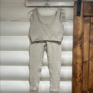 Women's Cream Tank Top and Pants Set